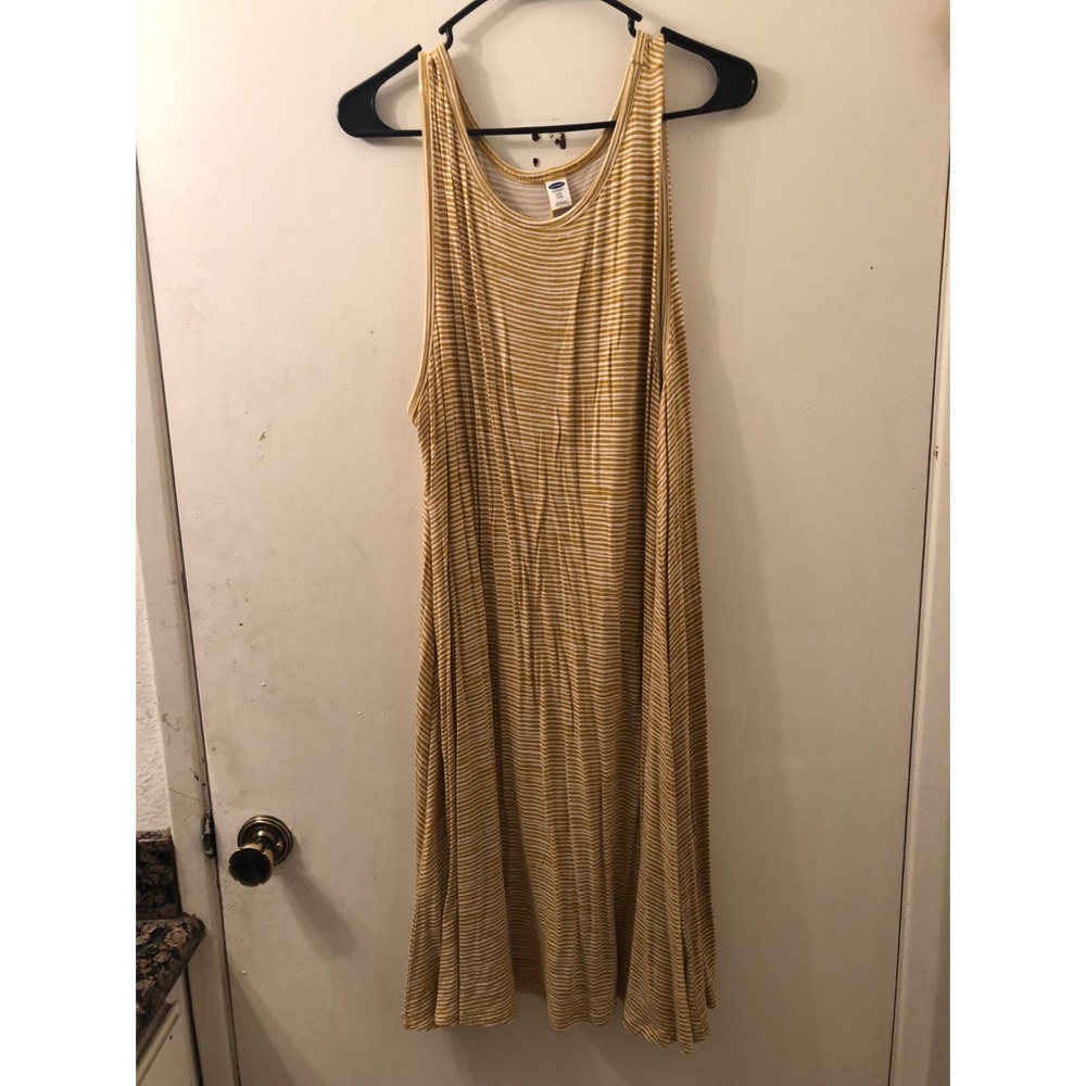 Yellow stripped dress.